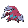 A gif of shiny Excadrill's front-facing battle sprite from Black & White